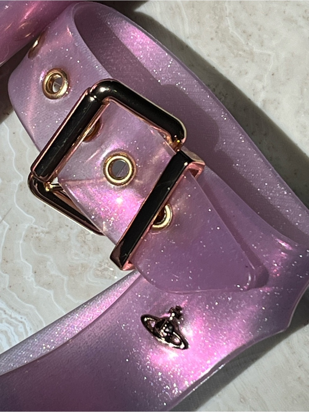 Vivienne Westwood Iridescent Lavender Platform Block Heels UV/Blacklight glow! - Picture 5 of 9